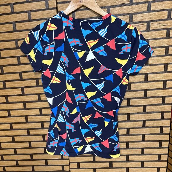 J. McLaughlin Blue Flag Print Cap Sleeve Signature Top‎ Size XS - Picture 2 of 6
